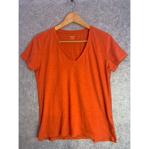 Madewell Whisper Cotton V Neck Tee in Orange, Women’s Size Small, T Shirt - Picture 3 of 10